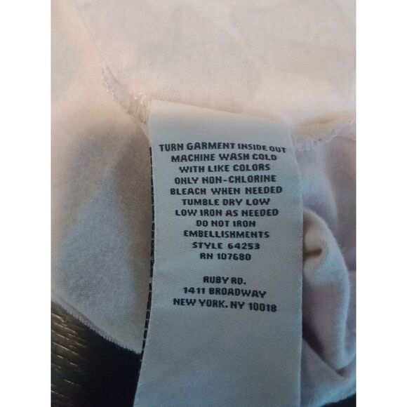 Floral Top 2X Ruby Rd Water Color Floral Pink Gem Beads Neckline Long Sleeve - Picture 6 of 6